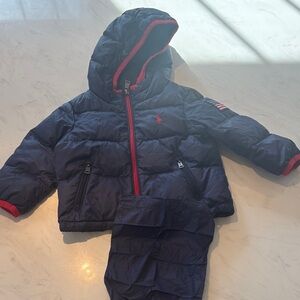 Ralph Lauren Polo Down Navy Hooded Puffer Jacket American Flag